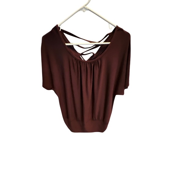 Apt. 9 Tops - Apt. 9 Womens Port Burgundy Strappy Lattice Back Dolman Sleeve Top Size M